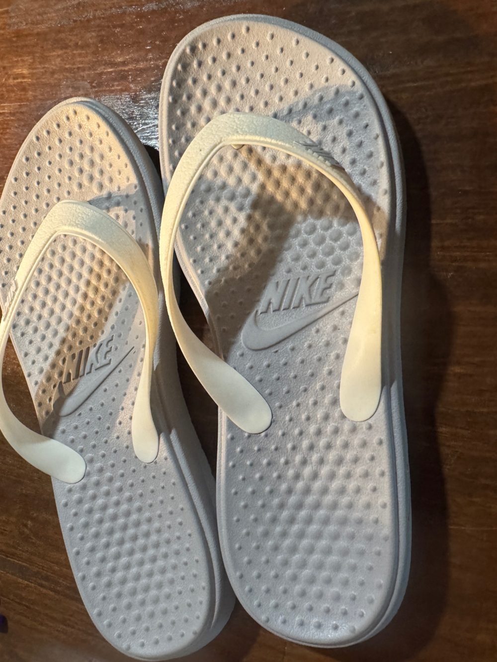Nike White Flip-Flop Sandals with Cream Straps